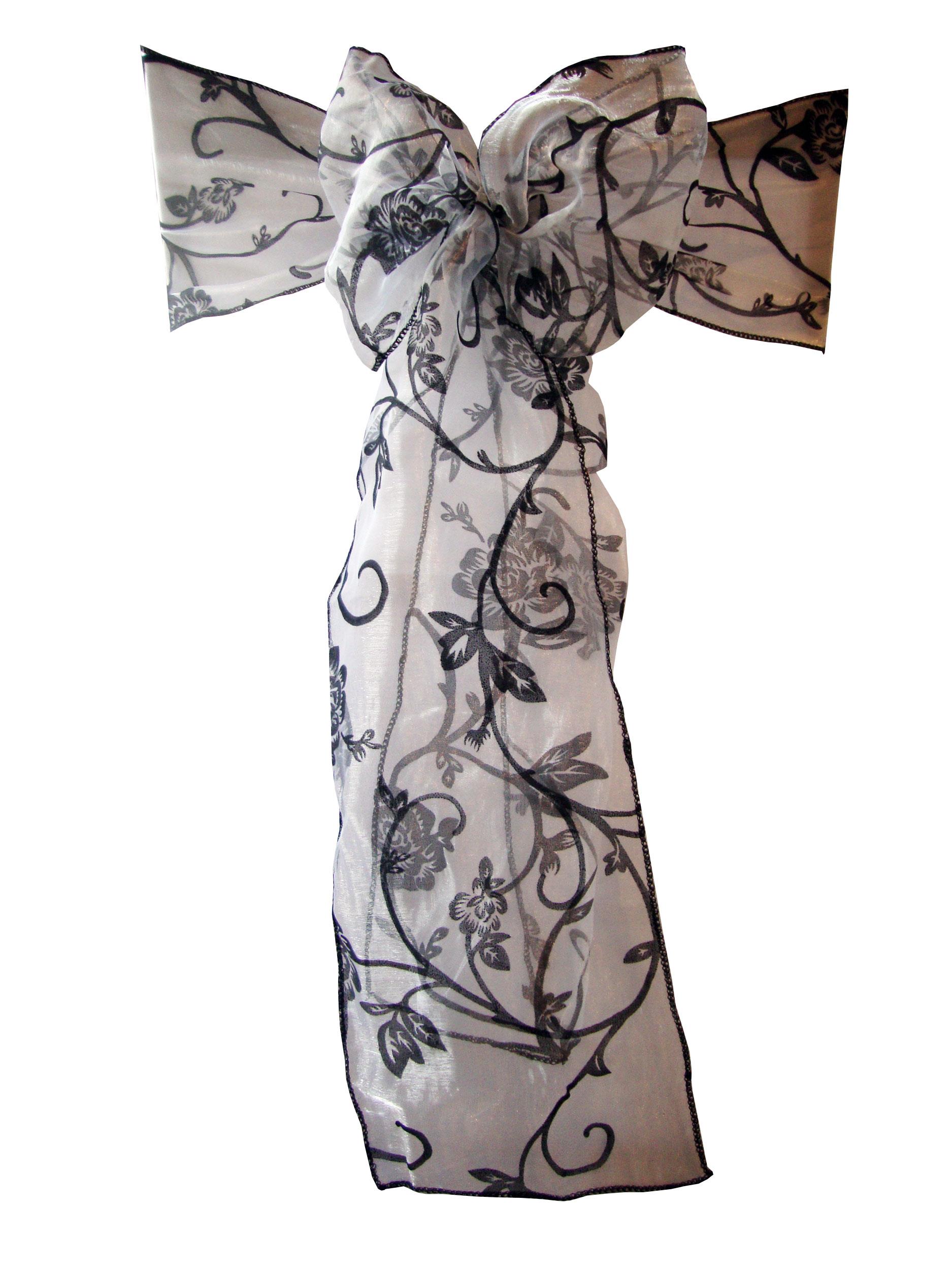 113977004.jpg 10 weiße beflockte Organza-Schärpen - Image 1