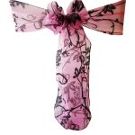 10 Stück Hot Pink beflockte Organza-Schärpen