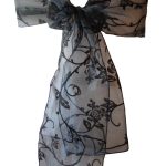 10Pc Navy Blue Flocked Organza Sashes