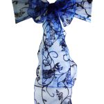10Pc Royal Blue Flocked Organza Sashes