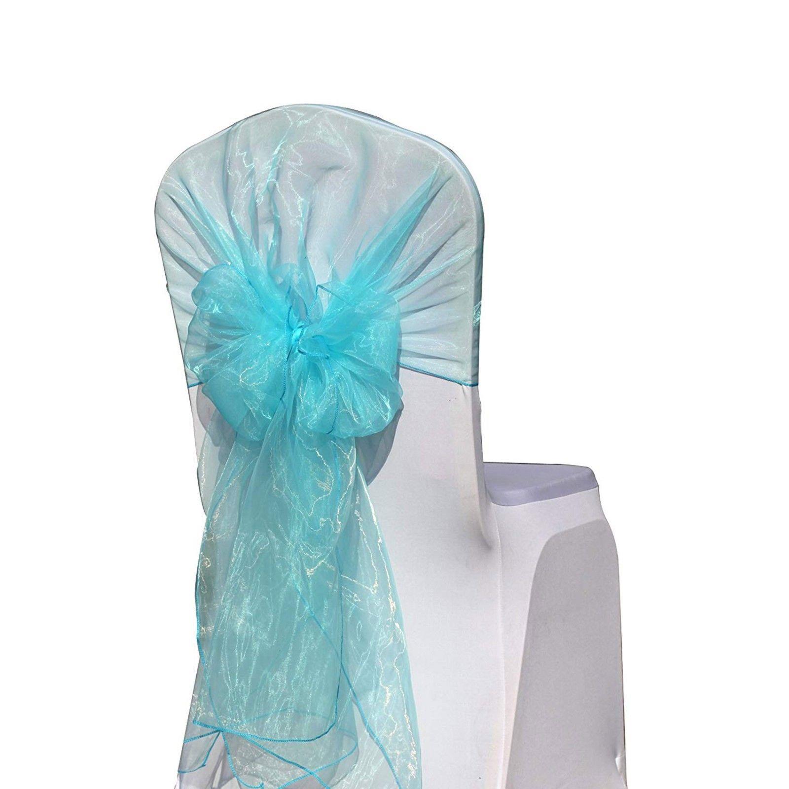 113977297.jpeg 10Pc Turquoise Organza Hood - Image 1