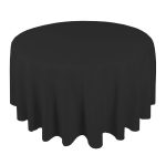 90" Round Black Polyester Tablecloth