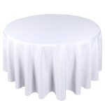 108'' Round White Polyester Tablecloth