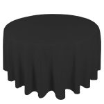 108'' Round Black Polyester Tablecloth