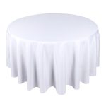 120" Round White Polyester Tablecloth