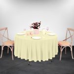 90" runde elfenbeinfarbene Polyester-Tischdecke – Bild 3