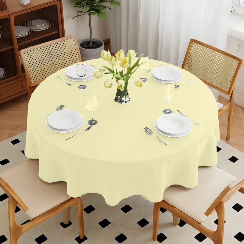 Ivory round polyester table cover 3