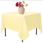 54" x 54'' Ivory Polyester Tablecloth - Image 6