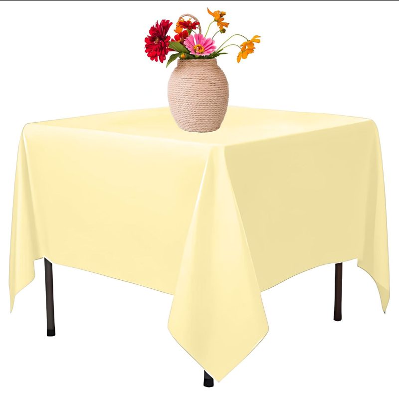 Ivory square polyester table cover 1