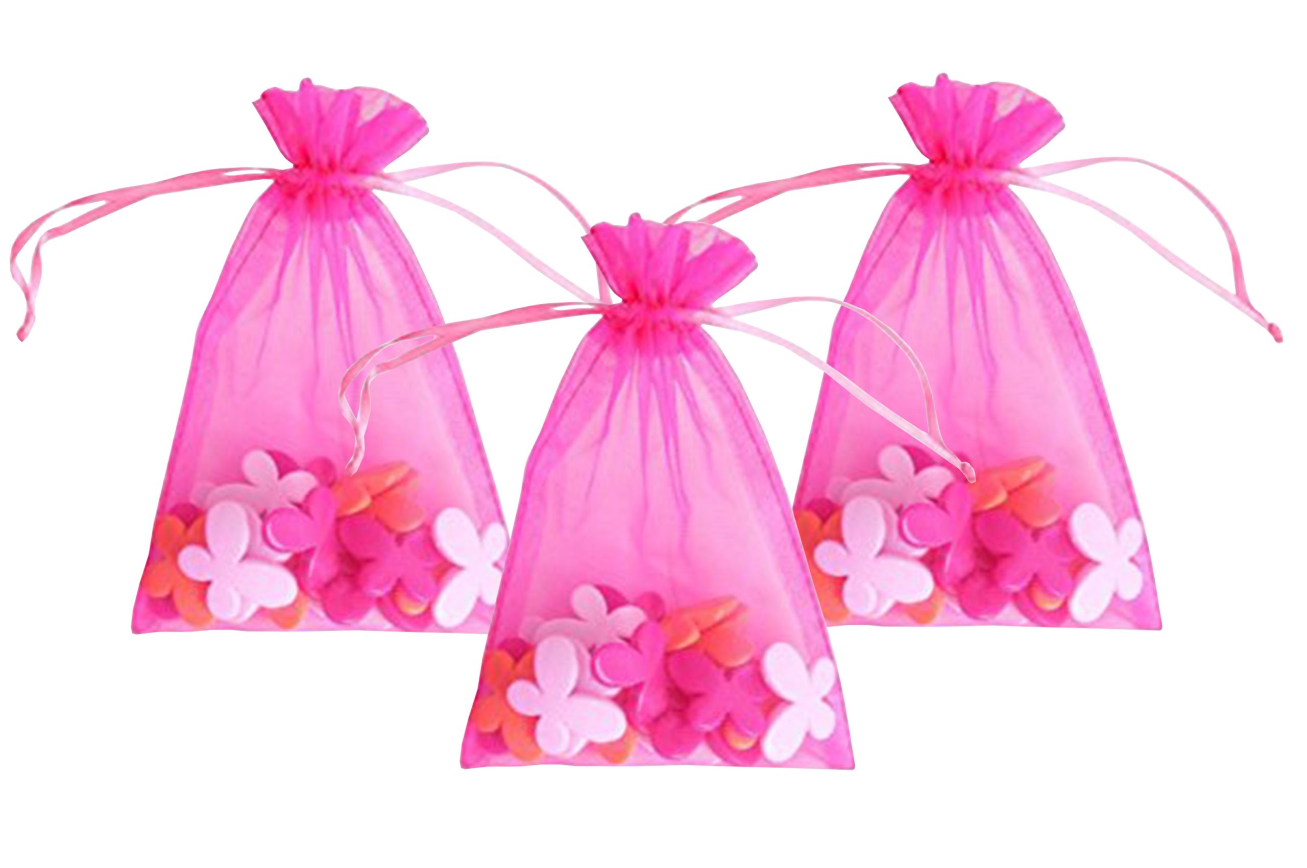 ar-rtemplate-3.jpg 50pc Dark Pink Small Organza Bags 9cm x 7cm - Image 1