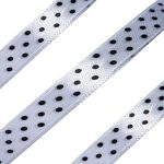 10mm White Satin Polka Dot Ribbon 25Yds