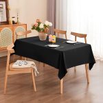 70" x 90" Black Polyester Tablecloth - Image 9
