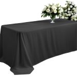 70" x 90" Black Polyester Tablecloth - Image 6