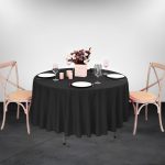 90" Round Black Polyester Tablecloth - Image 3