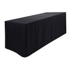 6FT Black Fitted Polyester Tablecloth
