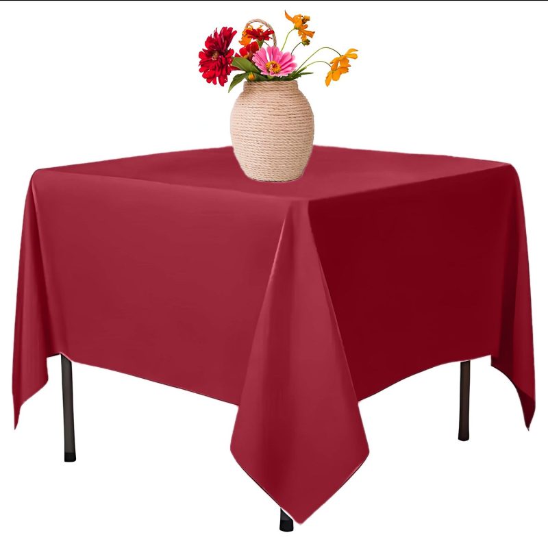 burgundy square polyester table cover 1