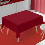 45 x 45'' Weinrote Polyester-Tischdecke – Bild 2