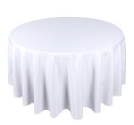 48" Round White Polyester Tablecloth