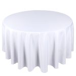 48" Round White Polyester Tablecloth