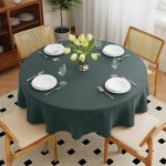 108'' Round Forest Green Polyester Tablecloth - Image 5