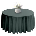 108'' Round Forest Green Polyester Tablecloth - Image 3