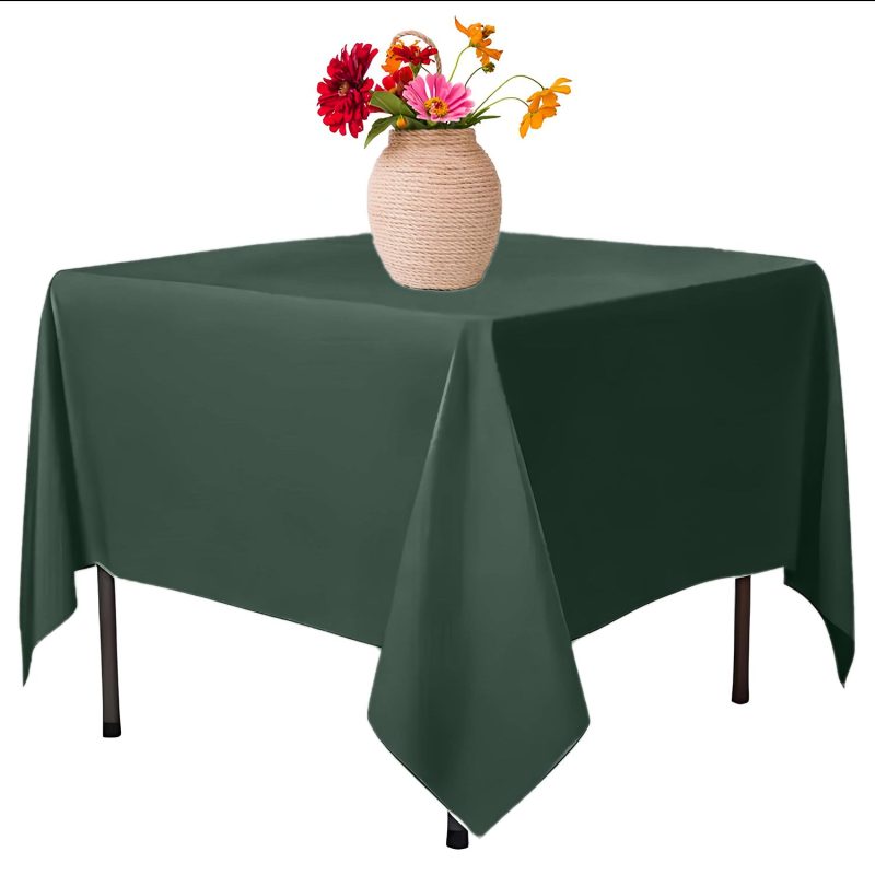 forest green square polyester table cover 1