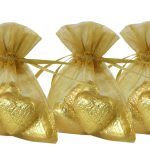 50Pc Gold Small Organza Bags 9cm x 7cm