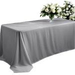 90" x 156" Grey Polyester Polyester Tablecloth - Image 8
