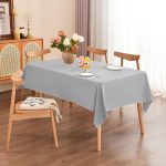 90" x 156" Grey Polyester Polyester Tablecloth - Image 9