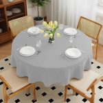 120" runde graue Polyester-Tischdecke – Bild 2