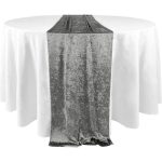 12" x 108" Grey Crushed Velvet Table Runner