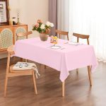 70" x 90" Light Pink Polyester Tablecloth - Image 2