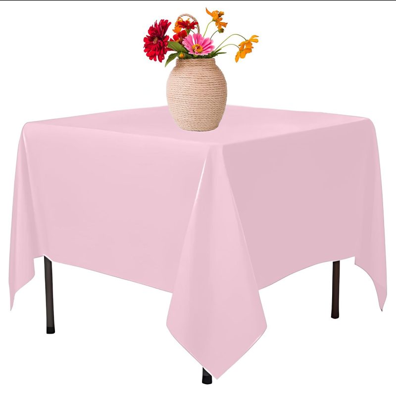 light pink square polyester table cover 1