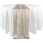 12" x 108" Oyster Crushed Velvet Table Runner