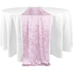 12" x 108" Pink Crushed Velvet Table Runner