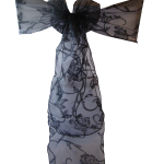 10 schwarze beflockte Organza-Schärpen