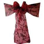 10Pc Red Flocked Organza Sashes
