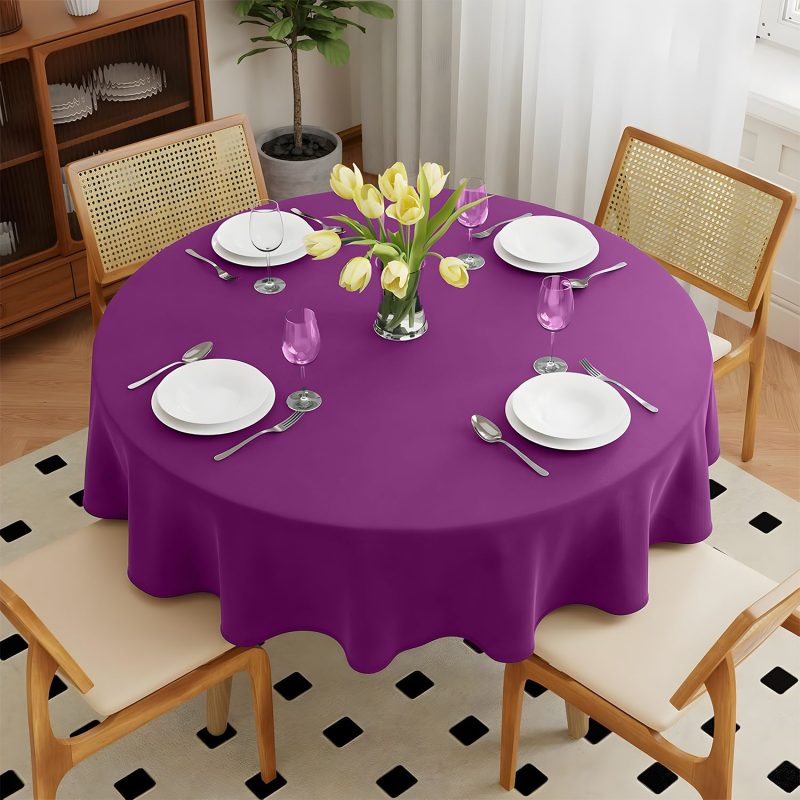 purple round polyester table cover 1
