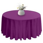108'' Round Purple Polyester Tablecloth - Image 4
