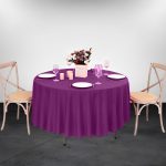 108'' Round Purple Polyester Tablecloth - Image 3