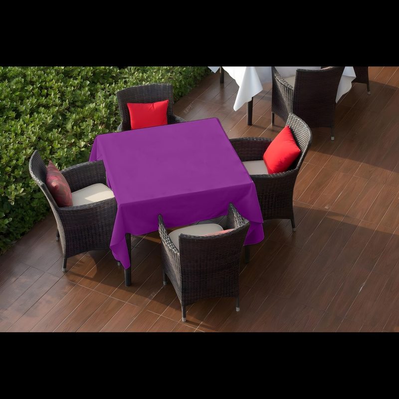 purple square polyester table cloth 1