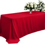 70'' x 126'' rote Polyester-Tischdecke – Bild 4