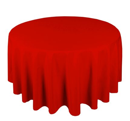 120" Round Red Polyester Tablecloth