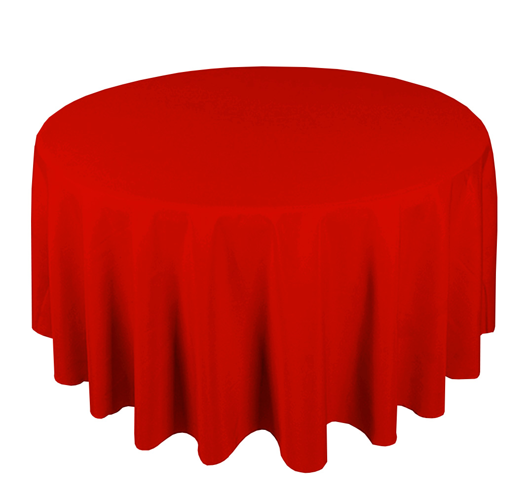 red-round- 120" Round Red Polyester Tablecloth - Image 1