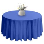 54'' Round Royal Blue Polyester Tablecloth - Image 4