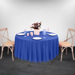 54'' Round Royal Blue Polyester Tablecloth - Image 3