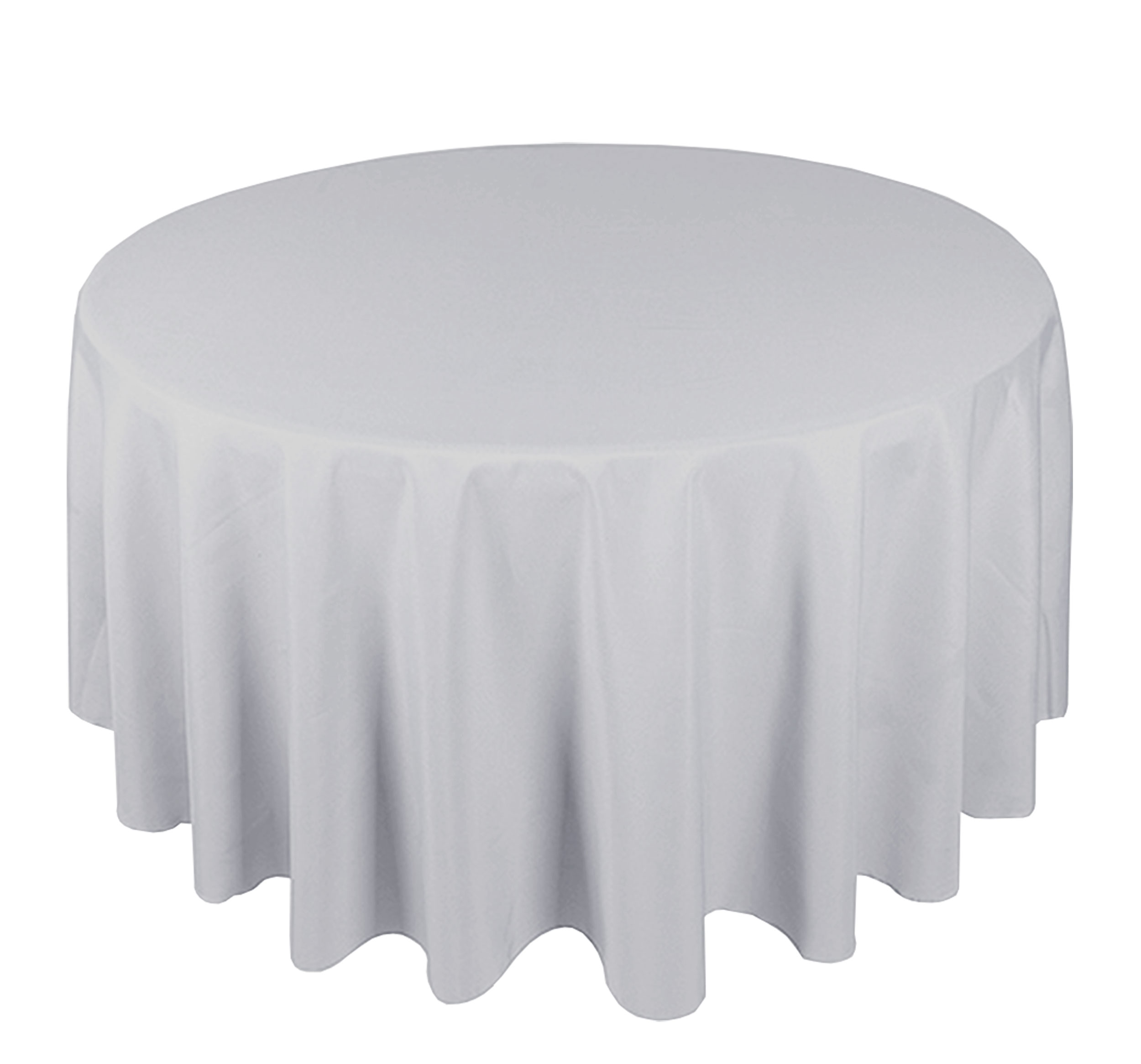 silver-new-round.jpg 48" Round Grey Polyester Tablecloth - Image 1