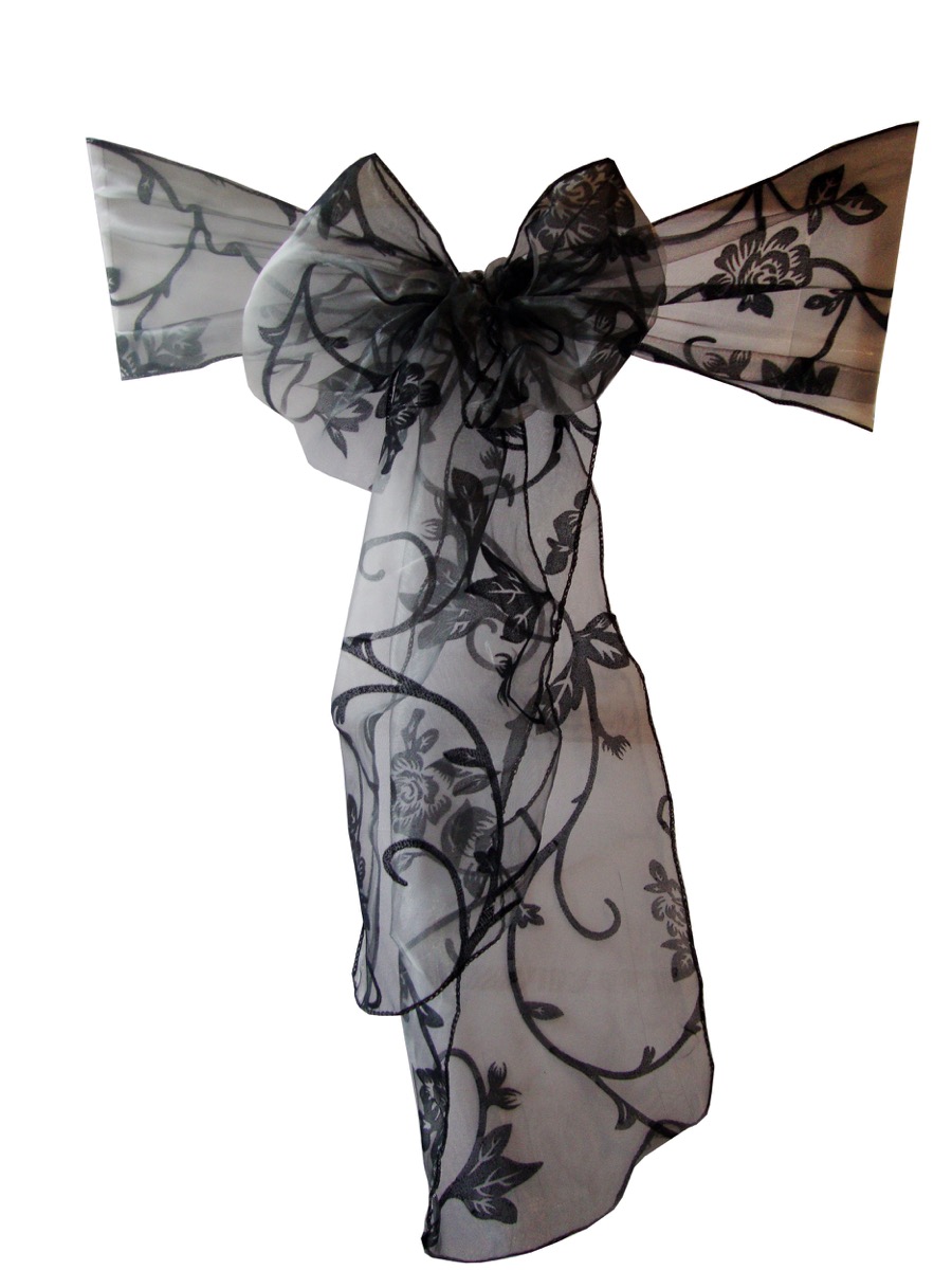 silver_2.jpg 10Pc Silver Flocked Organza Sashes - Image 1