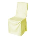 Stuhlhusse aus elfenbeinfarbenem Polyester (quadratische Oberseite)