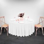 48" Round White Polyester Tablecloth - Image 3